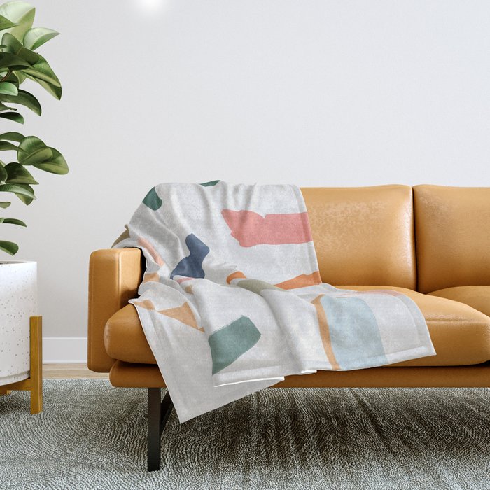 Mix Of Color Shapes Happy Artwork Throw Blanket