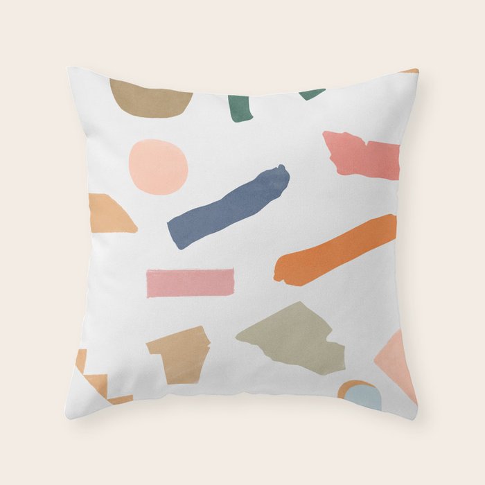 Mix Of Color Shapes Happy Artwork Throw Pillow