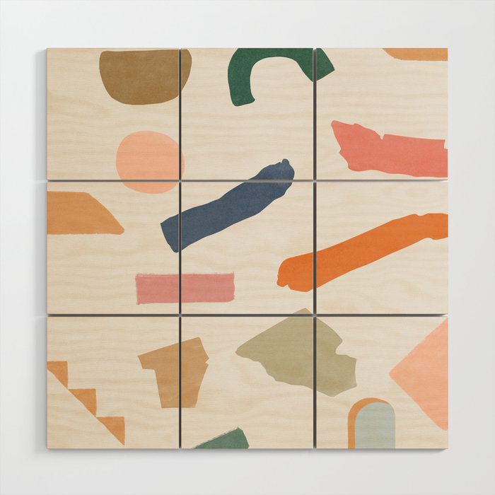 Mix Of Color Shapes Happy Artwork Wood Wall Art
