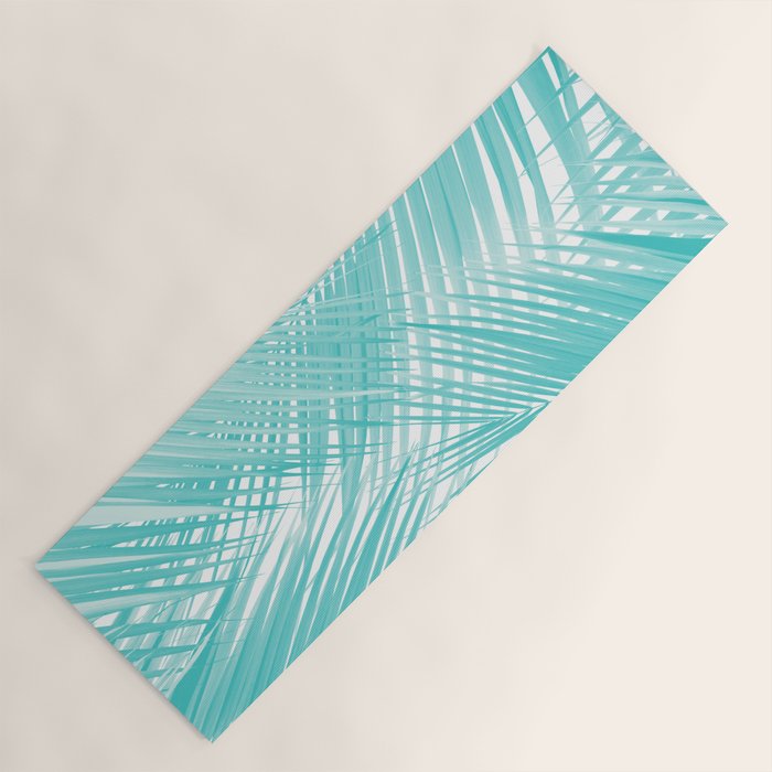 Soft Turquoise Palm Leaves Dream - Cali Summer Vibes #3 #Tropical #Decor #Art Yoga Mat