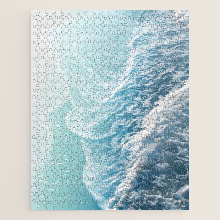 Soft Turquoise Ocean Dream Waves #1 #Water #Decor #Art #Homestorie Jigsaw Puzzle