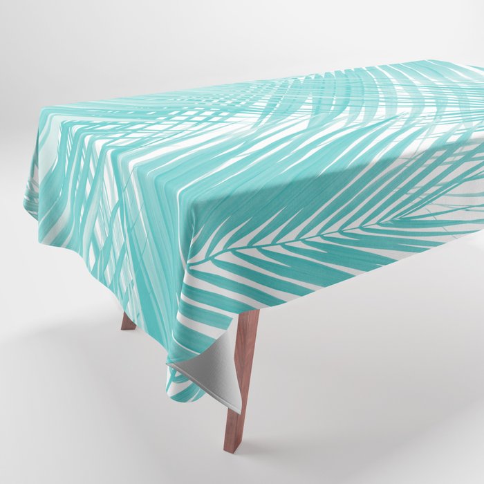 Soft Turquoise Palm Leaves Dream - Cali Summer Vibes #3 #Tropical #Decor #Art Tablecloth