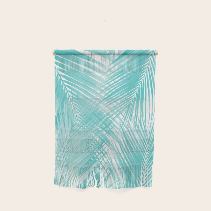Soft Turquoise Palm Leaves Dream - Cali Summer Vibes #3 #Tropical #Decor #Art Wall Hanging