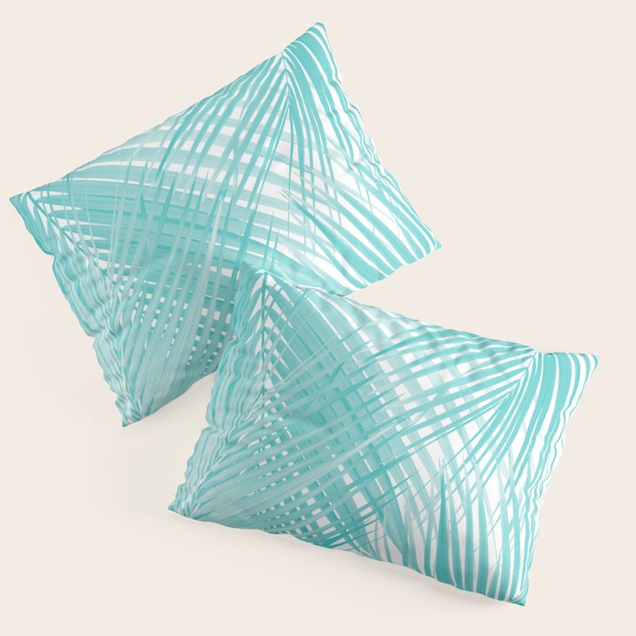Soft Turquoise Palm Leaves Dream - Cali Summer Vibes #3 #Tropical #Decor #Art Pillow Sham