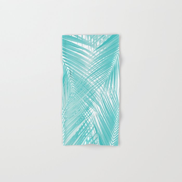 Soft Turquoise Palm Leaves Dream - Cali Summer Vibes #3 #Tropical #Decor #Art Bath Towel