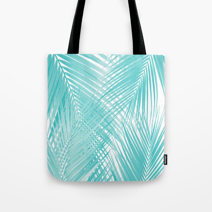 Soft Turquoise Palm Leaves Dream - Cali Summer Vibes #3 #Tropical #Decor #Art Tote Bag
