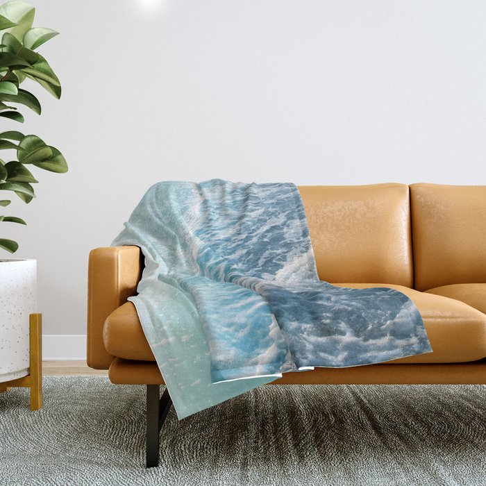 Soft Turquoise Ocean Dream Waves #1 #Water #Decor #Art #Homestorie Throw Blanket