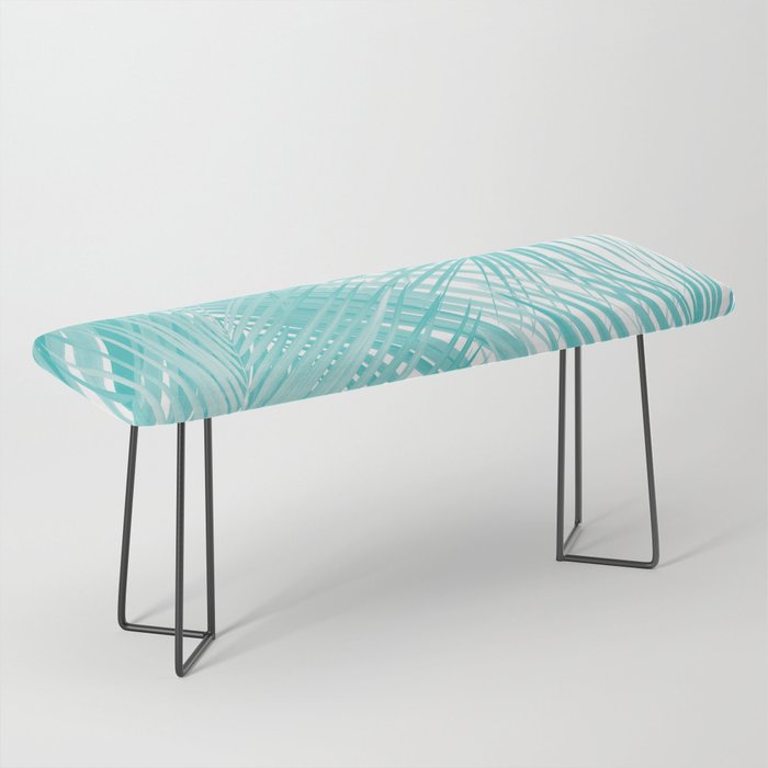 Soft Turquoise Palm Leaves Dream - Cali Summer Vibes #3 #Tropical #Decor #Art Bench