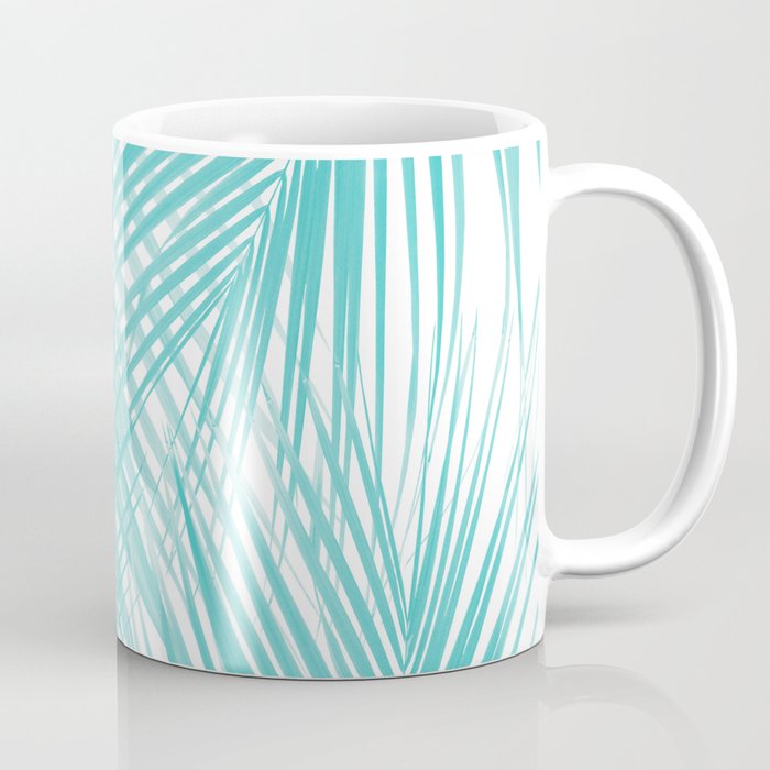 Soft Turquoise Palm Leaves Dream - Cali Summer Vibes #3 #Tropical #Decor #Art Coffee Mug