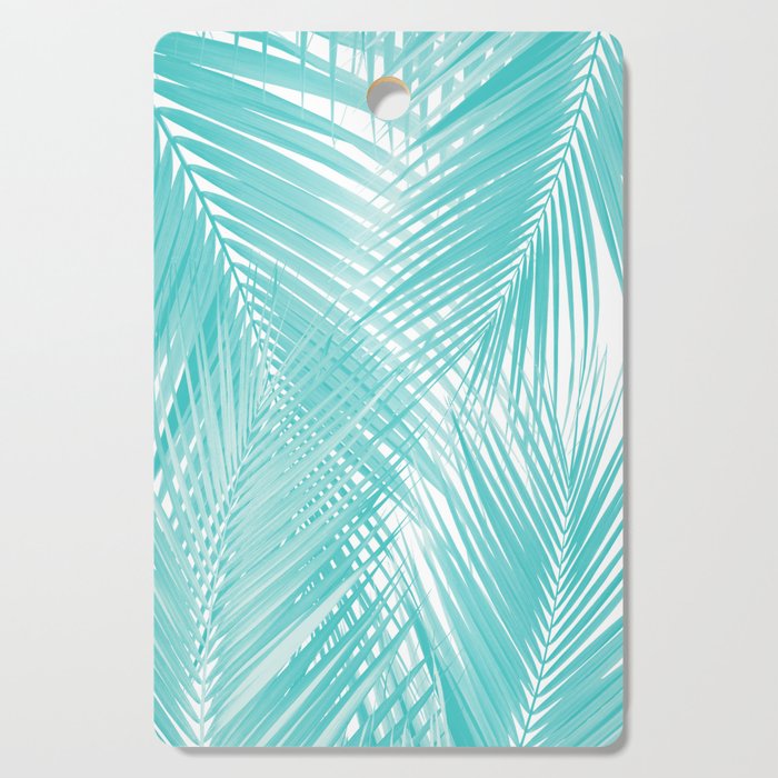 Soft Turquoise Palm Leaves Dream - Cali Summer Vibes #3 #Tropical #Decor #Art Cutting Board