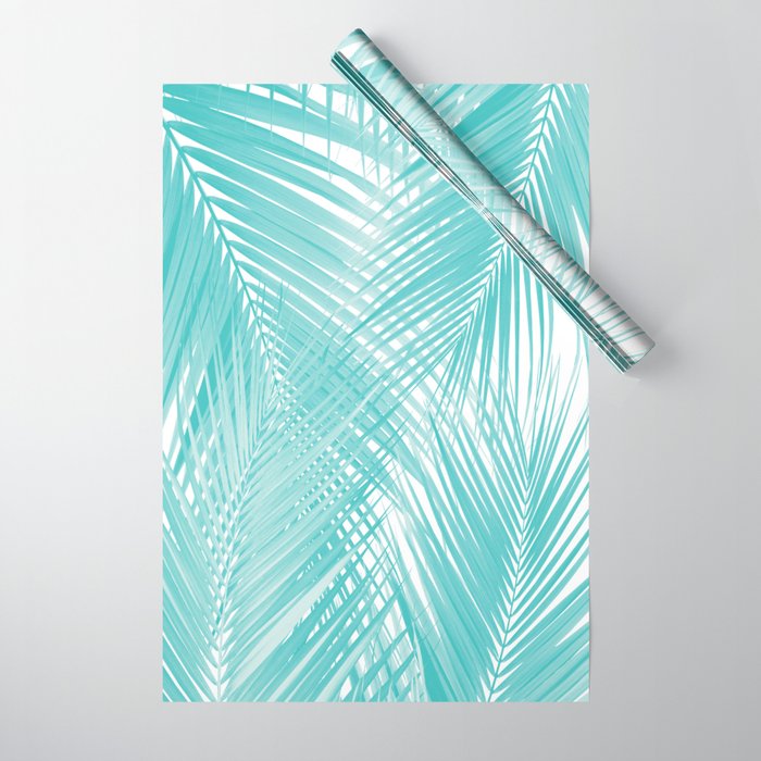 Soft Turquoise Palm Leaves Dream - Cali Summer Vibes #3 #Tropical #Decor #Art Wrapping Paper