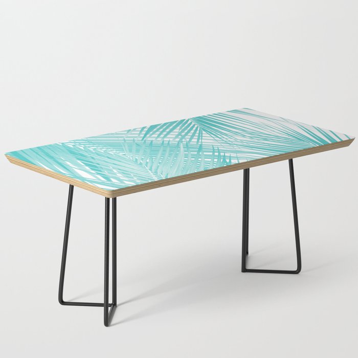 Soft Turquoise Palm Leaves Dream - Cali Summer Vibes #3 #Tropical #Decor #Art Coffee Table