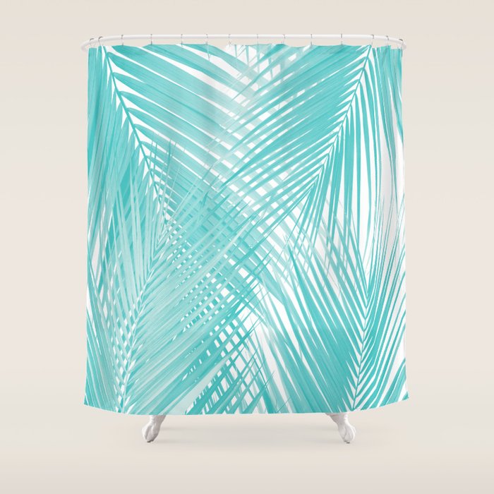 Soft Turquoise Palm Leaves Dream - Cali Summer Vibes #3 #Tropical #Decor #Art Shower Curtain