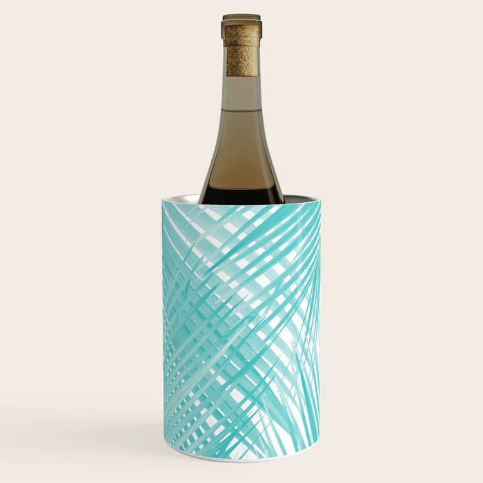 Soft Turquoise Palm Leaves Dream - Cali Summer Vibes #3 #Tropical #Decor #Art Wine Chiller