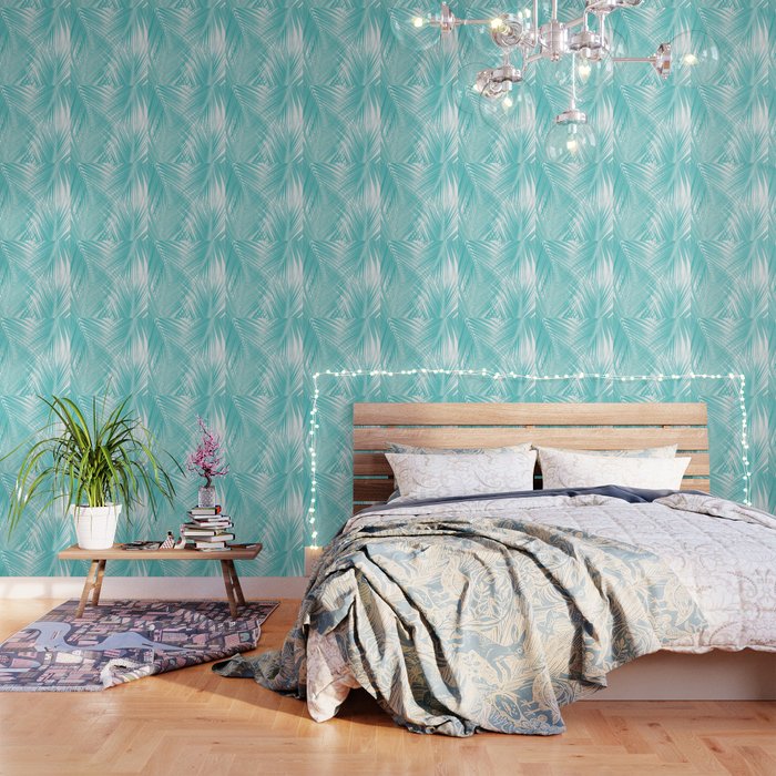 Soft Turquoise Palm Leaves Dream - Cali Summer Vibes #3 #Tropical #Decor #Art Wallpaper