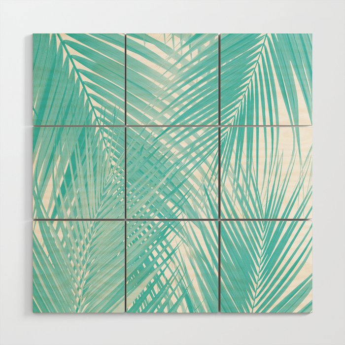 Soft Turquoise Palm Leaves Dream - Cali Summer Vibes #3 #Tropical #Decor #Art Wood Wall Art