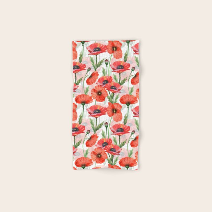 Summer Botanical Poppies Field Bath Towel