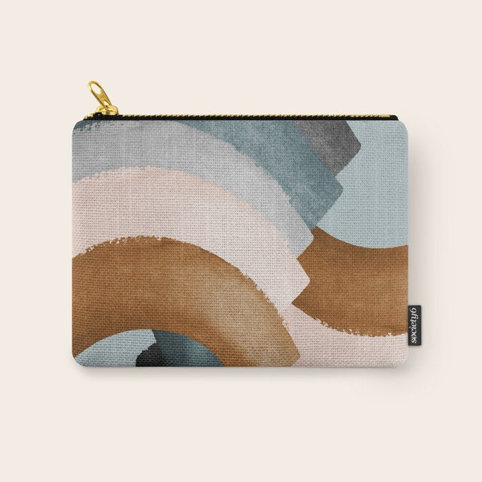 Brushstroke Rainbows - Teal Carry All Pouch