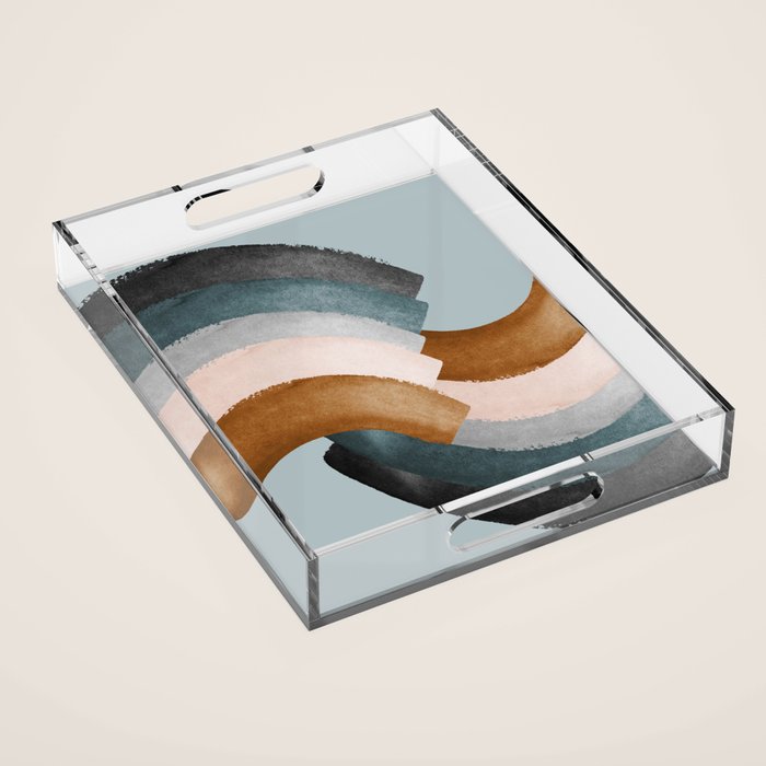 Brushstroke Rainbows - Teal Acrylic Tray