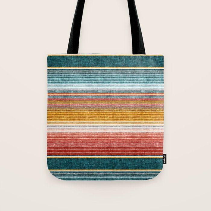 Serape Southwest Stripe - Orange & Teal Tote Bag