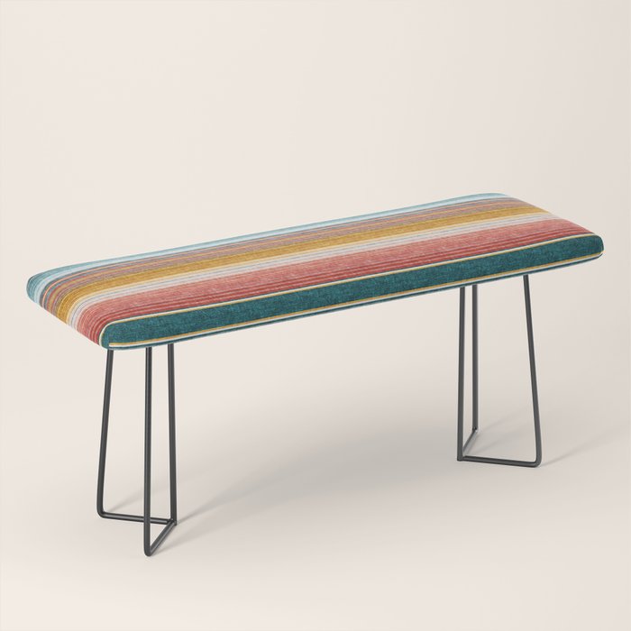 Serape Southwest Stripe - Orange & Teal Bench