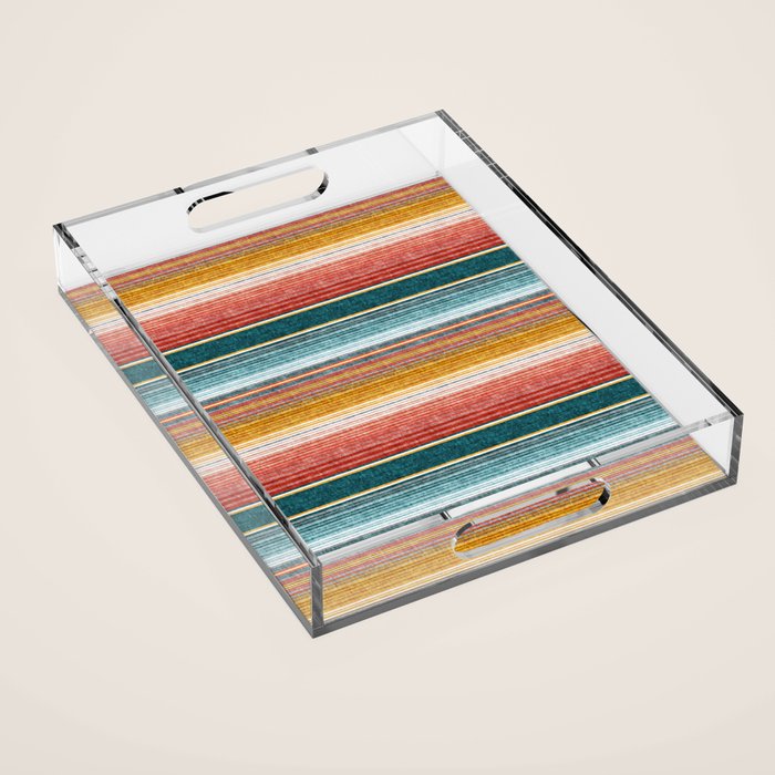 Serape Southwest Stripe - Orange & Teal Acrylic Tray