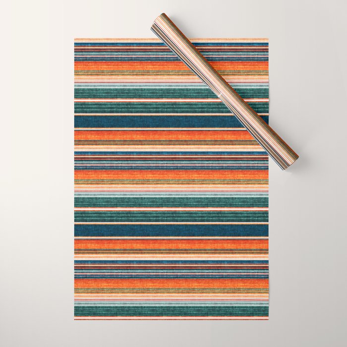Serape Southwest Stripe - Orange & Dark Teal Wrapping Paper