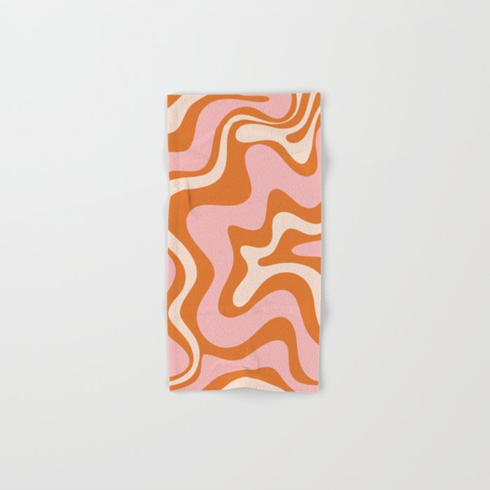 Liquid Swirl Retro Abstract Pattern In Orange Pink Cream Bath Towel
