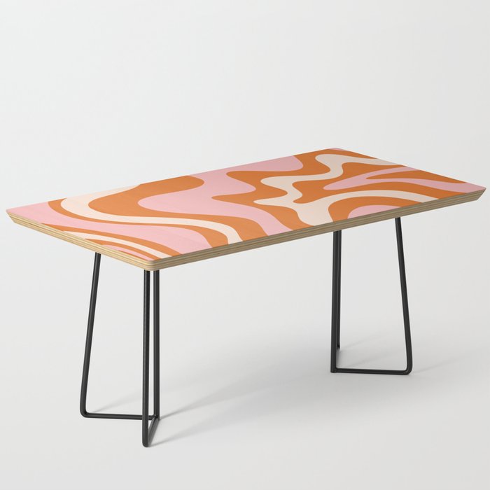 Liquid Swirl Retro Abstract Pattern In Orange Pink Cream Coffee Table