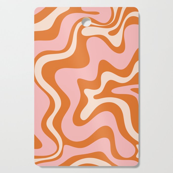 Liquid Swirl Retro Abstract Pattern In Orange Pink Cream Cutting Board