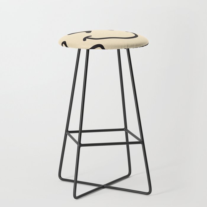 Wonky Smiley Face - Black And Cream Stool