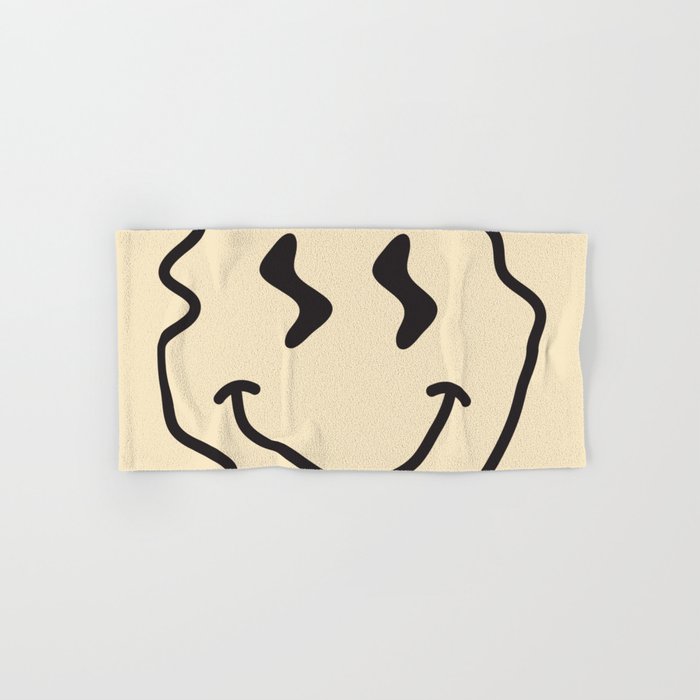Wonky Smiley Face - Black And Cream Bath Towel