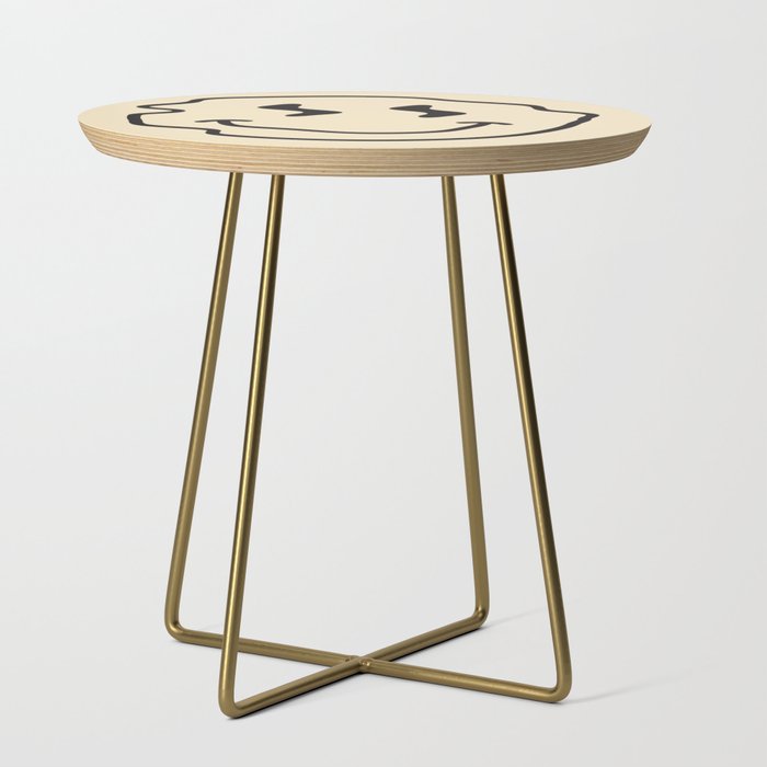 Wonky Smiley Face - Black And Cream Side Table
