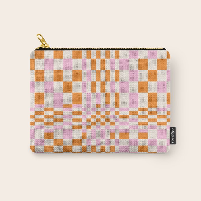 Happy Colorful Checkered Pattern  Carry All Pouch