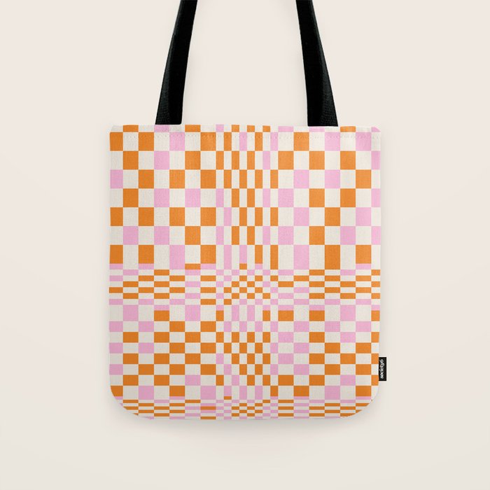 Happy Colorful Checkered Pattern  Tote Bag