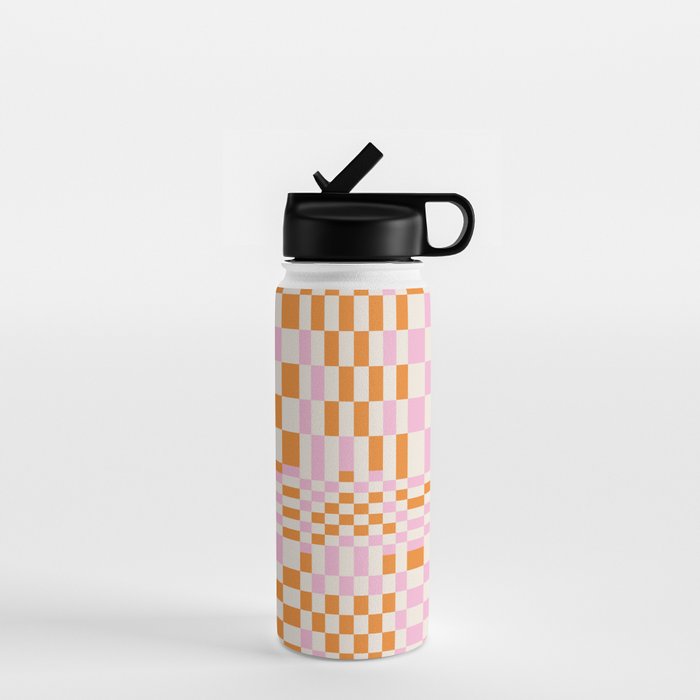 Happy Colorful Checkered Pattern  Water Bottle