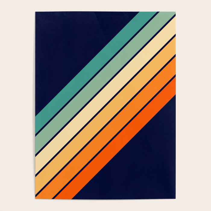 Farida - 70s Vintage Style Retro Stripes Poster