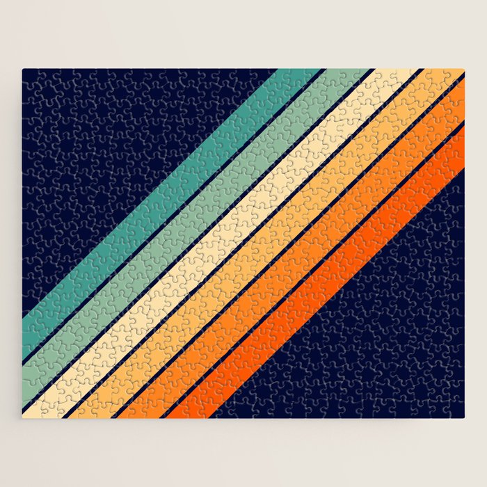 Farida - 70s Vintage Style Retro Stripes Jigsaw Puzzle