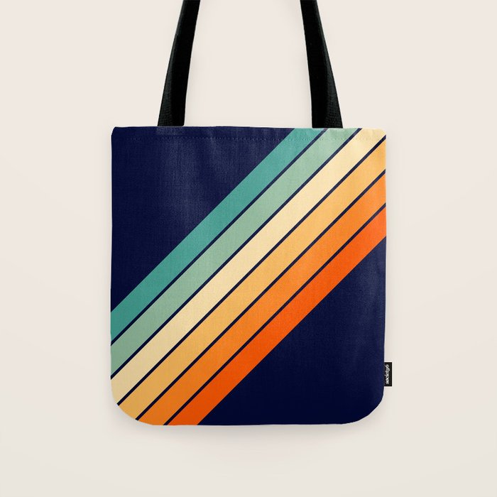 Farida - 70s Vintage Style Retro Stripes Tote Bag