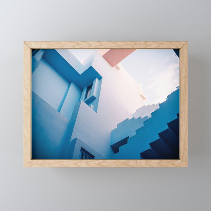 Muralla Roja Blue And Pink Geometric Walls Mini Art Print