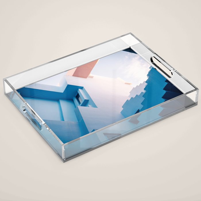 Muralla Roja Blue And Pink Geometric Walls Acrylic Tray