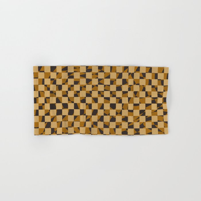 Abstract Checked In Golden Ochre Bath Towel