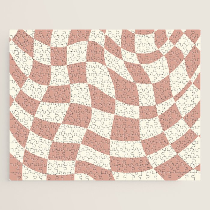 Checkers Coral Summer Beach Jigsaw Puzzle
