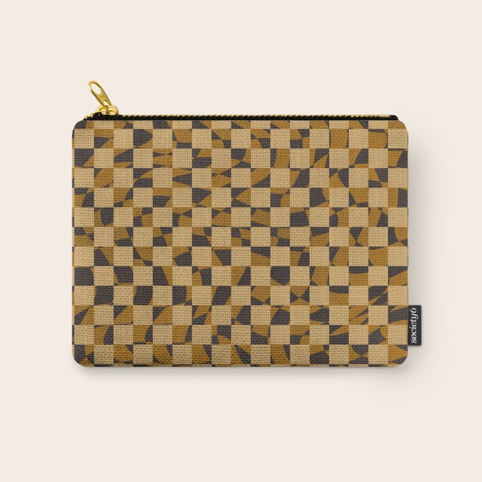 Abstract Checked In Golden Ochre Carry All Pouch