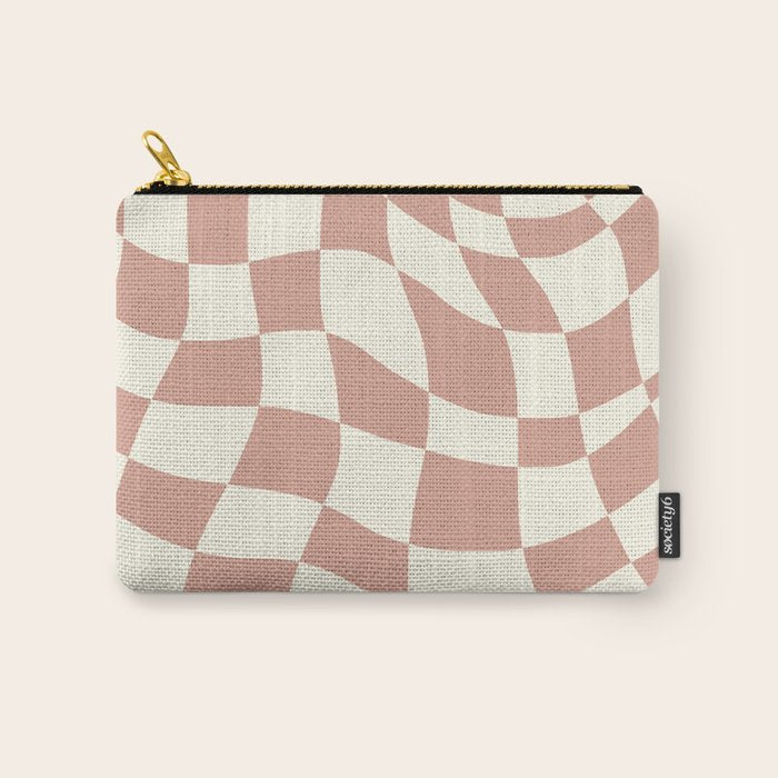 Checkers Coral Summer Beach Carry All Pouch