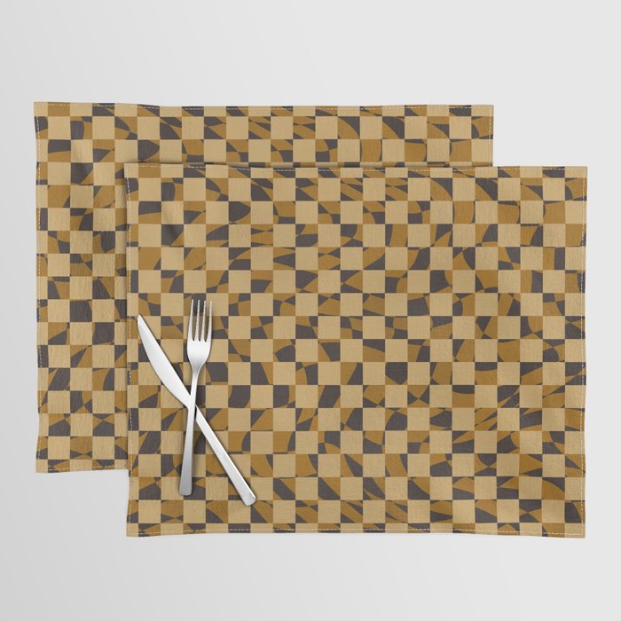 Abstract Checked In Golden Ochre Placemat