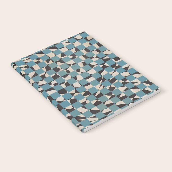 Abstract Checked Blue And Black Notebook