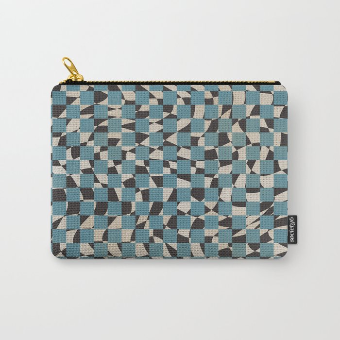 Abstract Checked Blue And Black Carry All Pouch
