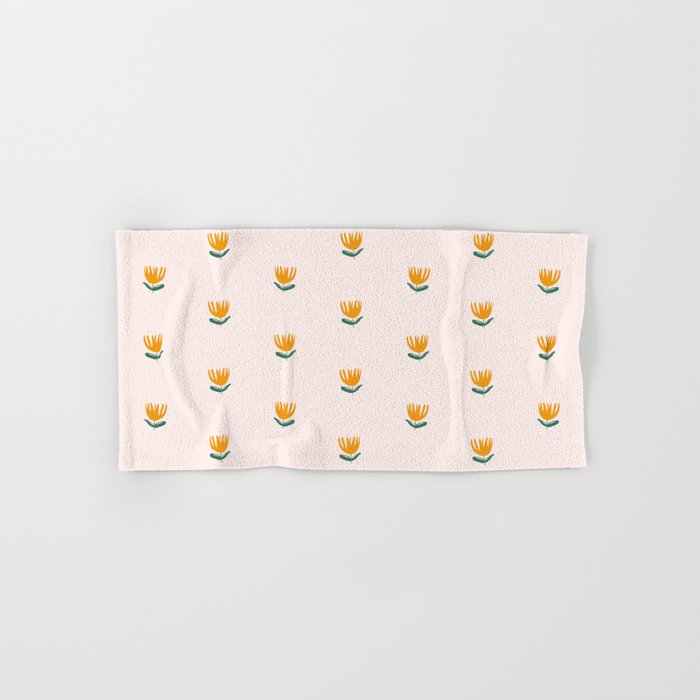 Abstract Yellow Tulip - Pink Background Bath Towel