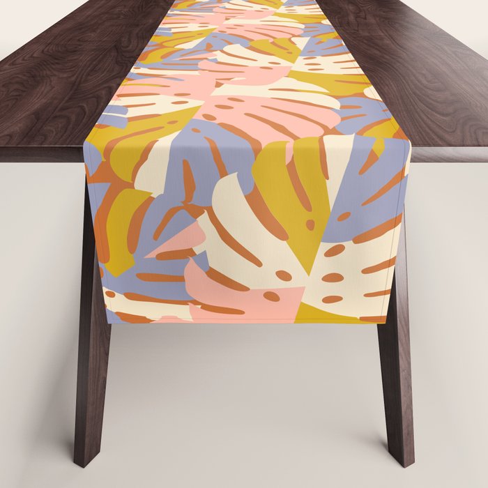 Color Block Monstera Pink + Lavender Table Runner